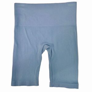 Suzette Collection Light Blue Ribbed Lounge Bike Shorts OS One Size